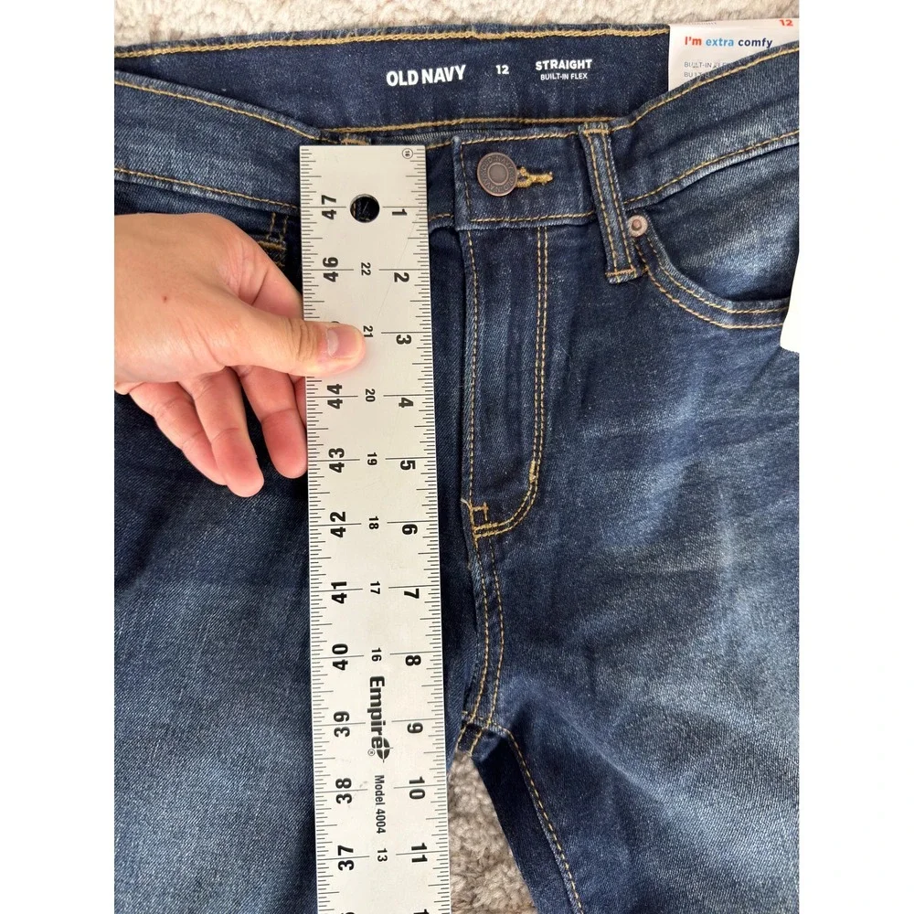 New Old Navy Size 12 Built-In Flex Straight Leg Denim Jeans Blue Kids
